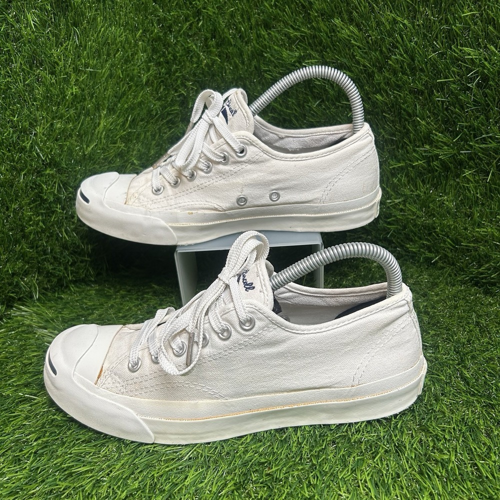 Vintage Converse Jack Purcell Sneakers Off White Canvas 1Q698 Womens 7 Mens 5.5 - Picture 4 of 8